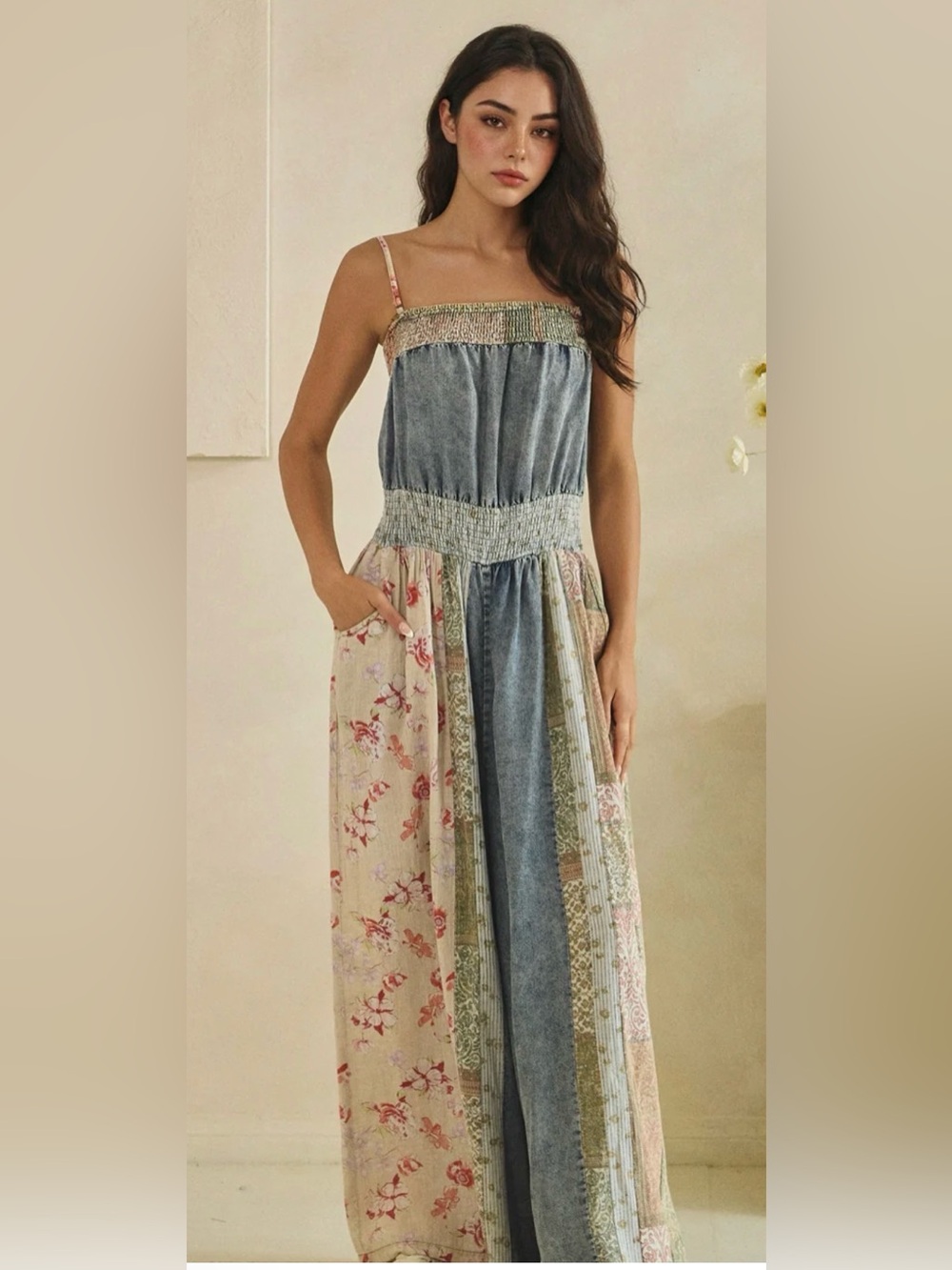 New Oil & Hali denim patchwork jumpsuit M